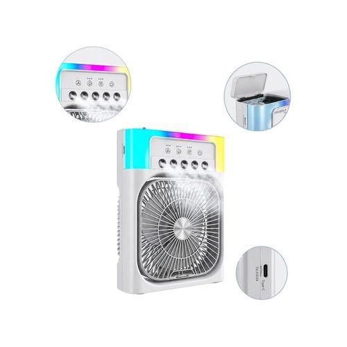 Su Püskürtmeli Mini Klima Fan Usb Şarjlı Masaüstü Soğutucu Rgb Işıklı
