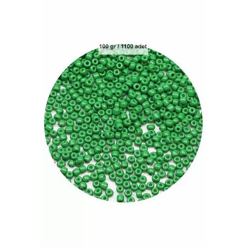 Opak Yeşil Renk 4 mm Yaklaşık 1100 adet / 100 gram Cam Boncuk Oya Yazma Bileklik ve Kolye