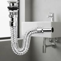 Krom Basmalı Sifon -körüklü Sifon Bas Stoplu Lavabo Mutfak Sifonu-paslanmaz