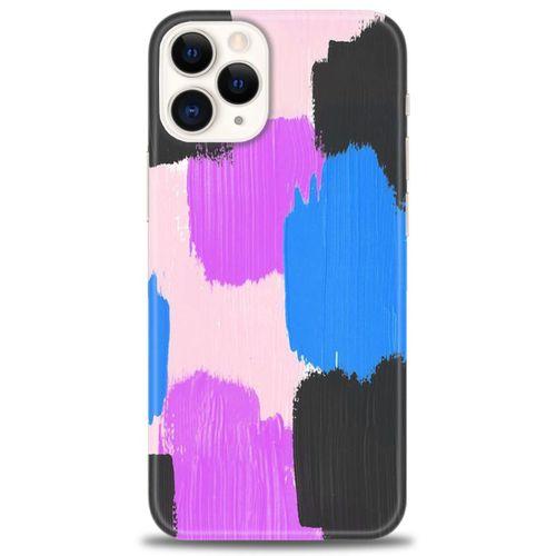 iPhone 12 Pro Max Kılıf HD Baskılı Kılıf - Mor Siyah + Tam Ekran Koruyucu