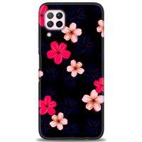 Huawei P40 Lite Kılıf HD Baskılı Kılıf - Pembe Mavi Çiçekler + Tam Ekran Koruyucu
