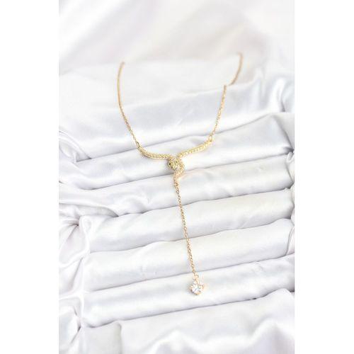 316L Çelik Zincir Gold Renk Yılan Model Y Kolye