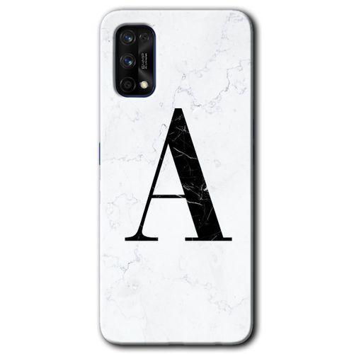 Realme 7 Pro HD Baskılı Kılıf + 9D Tam Ekran Koruyucu - Beyaz Mermer Desenli A Harfi