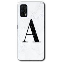 Realme 7 Pro HD Baskılı Kılıf + 9D Tam Ekran Koruyucu - Beyaz Mermer Desenli A Harfi