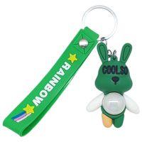 Figürlü ve Işıklı Silikon Anahtarlık - Tavşan - Yeşil