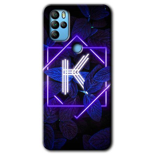 General Mobile GM 21 Pro HD Baskılı Kılıf + 9D Tam Ekran Koruyucu - Dark Neon Yaprak K Harfi