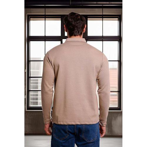 Ridley Regular Fit Doubleface Interlok Polo Yaka Erkek Sweatshirt - Bej