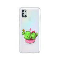 Samsung A21S Sevimli Kaktüs Desenli Premium Şeffaf Silikon Kılıf