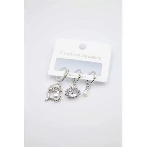 3'lü Yunus Balığı Küpe - Gümüş