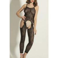 Siyah Çiçek Desenli Transparan Vücut Çorabı,seksi Uzun Tulum Fantazi İç Giyim