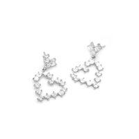 Taşlı Kalp Küpe - Gümüş