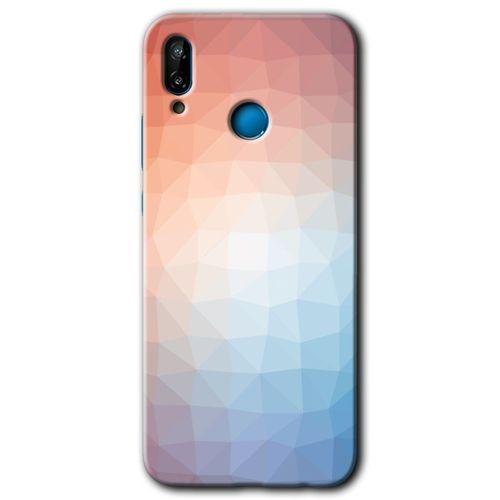 MRCİLETİSİM Huawei P20 Lite Kılıf Baskılı Kapak - Polygon Graident 3 + 5D Tam Kaplayan Cam