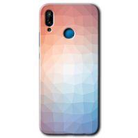 MRCİLETİSİM Huawei P20 Lite Kılıf Baskılı Kapak - Polygon Graident 3 + 5D Tam Kaplayan Cam