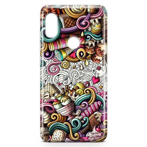 Xiaomi Redmi Note 6 Pro Kılıf Dondurma Doodle Arka Kapak Koruma Desenli Full Koruyucu