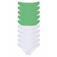 10 adet Eko Set Likralı Kadın Slip Külot Yeşil Beyaz