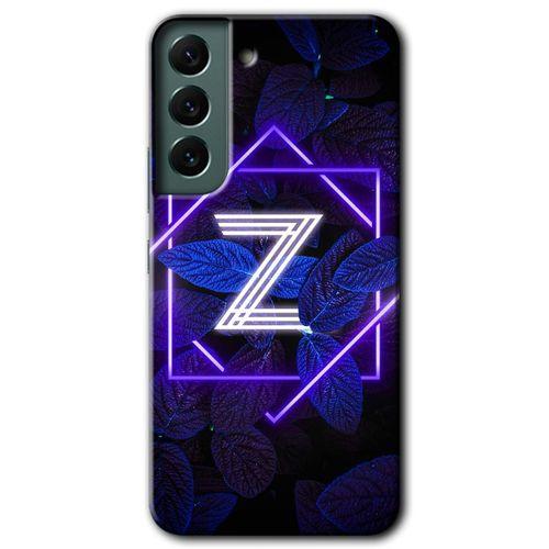 Samsung Galaxy S22 Plus HD Baskılı Kılıf + 9D Tam Ekran Koruyucu - Dark Neon Yaprak Z Harfi