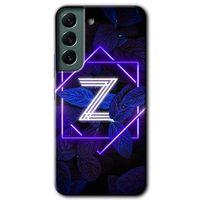 Samsung Galaxy S22 Plus HD Baskılı Kılıf + 9D Tam Ekran Koruyucu - Dark Neon Yaprak Z Harfi