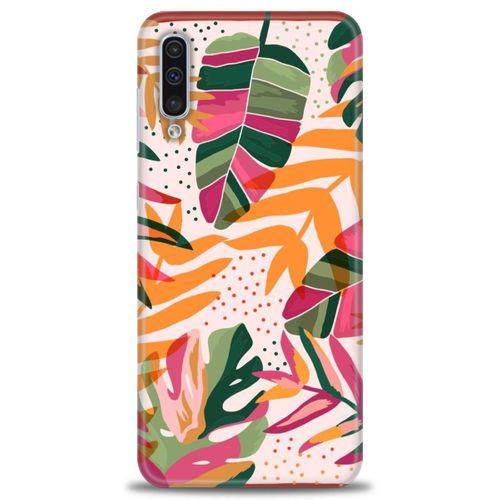 Samsung Galaxy A50 Kılıf HD Baskılı Kılıf - Turuncu Pembe + Tam Ekran Koruyucu