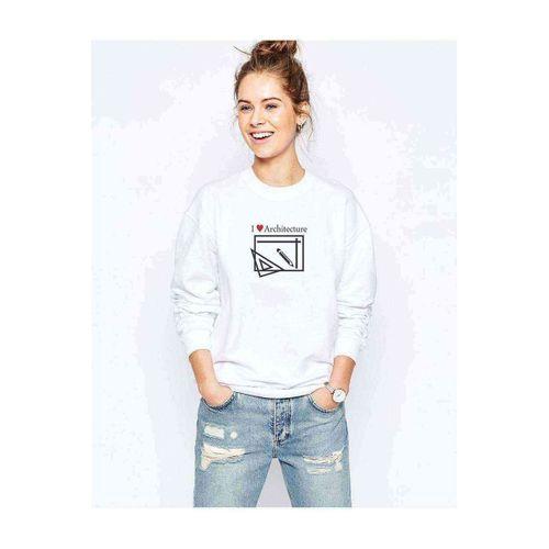 I Love Architecture Baskılı Beyaz Kadın Sweatshirt