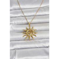 316L Çelik Gold Renk Bohem Güneş Model Kadın Kolye