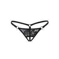Siyah Dantelli Özel Bölgesi Açık G-string Brf1167