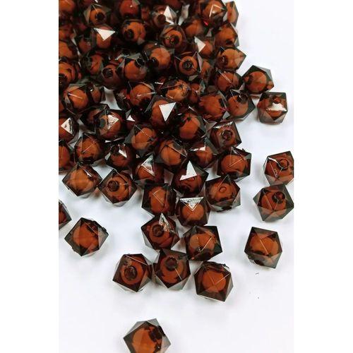 Küp Boncuk İçten Boncuklu Bileklik Çanta Boncuğu 10 mm 50 gr Kahverengi - BNC455