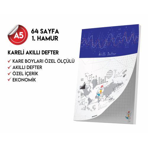 Kareli Not Defteri 64 Sayfa Akıllı Defter Tekli A5 Tam Beyaz Tekli