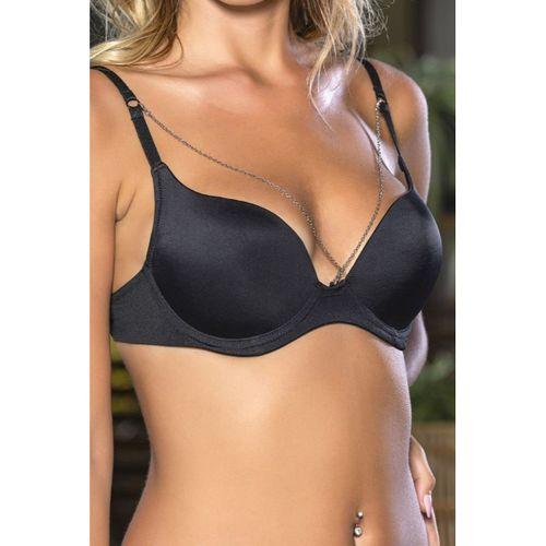 Günlük Kullanıma Uygun siyah Zincir Aksesuarlı Yarım Push-up Sütyen,destekli, Düşük Dekolte Uyumlu