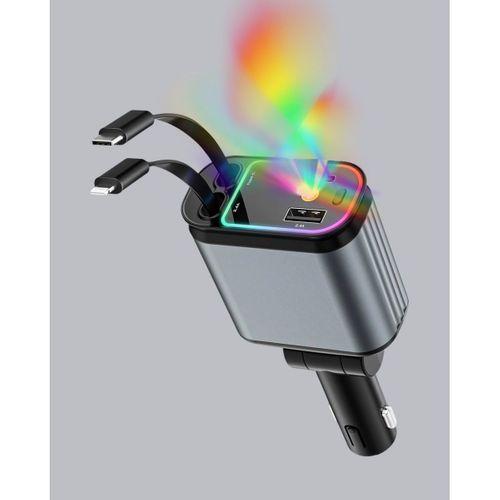 Araç Şarj Cihazı 66w 4 Portlu Hızlı Şarj Ve Led Işıklı