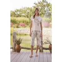 Çiçek Desenli Ve Baskılı "you Are Awesome" Kapri Takımı