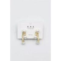 Baget Taşlı İncili Küpe - Altın