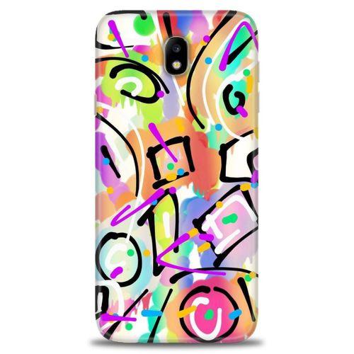 Samsung Galaxy J7 Pro / J730 Kılıf HD Baskılı Kılıf - Renkler ve Çizgiler + Tam Ekran Koruyucu