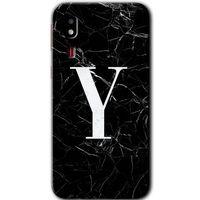 Potkal Hediye Fabrikası Samsung Galaxy A2 Core Kılıf HD Desen Baskılı Arka Kapak - Siyah Mermer Desenli Y Harfi