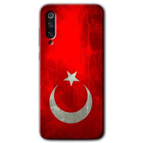 Xiaomi Mi 9 Kılıf HD Desen Baskılı Arka Kapak - Albayrak + Kırılmaz Cam