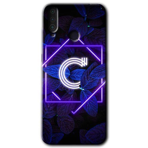 MRCİLETİSİM General Mobile GM 10 Kılıf HD Desen Baskılı Arka Kapak + Temperli Cam - Dark Neon Yaprak C Harfi