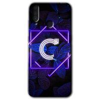 MRCİLETİSİM General Mobile GM 10 Kılıf HD Desen Baskılı Arka Kapak + Temperli Cam - Dark Neon Yaprak C Harfi