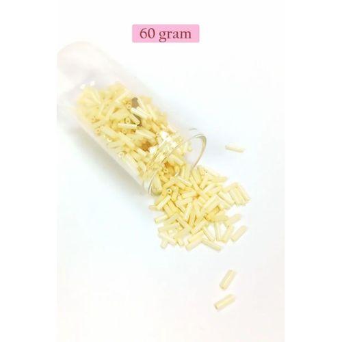 Uzun Boru Kesme Boncuk Çap 2mm Uzunluk 10 mm - 60 Gram - Krem - BNC273