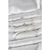 Zirkon Taşlı Gümüş Renk Yonca Model 3'lü Kadın Bileklik Kombini