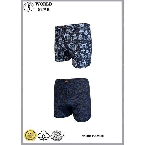 2'li Likralı Pamuklu Renkli Erkek Boxer