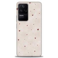 Xiaomi Poco F4 Kılıf HD Baskılı Kılıf - Kahve Kalpler + Tam Ekran Koruyucu