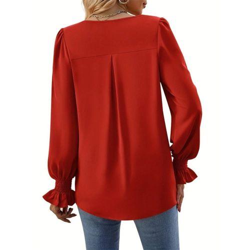 Kadın Uzun Kollu V Yakalı Salaş Ithal Krep Bluz