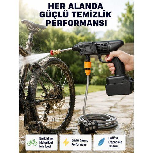 Akülü Araba Yıkama Makinesi 21v Güçlü Basınçlı Ve Çift Akülü Taşınabilir