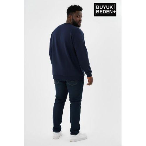 Erkek Büyük Beden Yelken Baskılı Bisiklet Yaka Sweatshirt SPR26BSW956-11