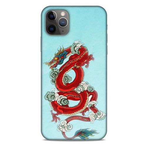 Apple Iphone 11 Pro Max Kılıf Dragons (22) Tam Koruma Kılıfı Ejderha Dövme Kırmızı