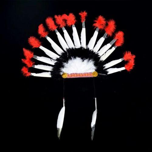 Kızılderili Başlığı Şapkası Kırmızı Beyaz