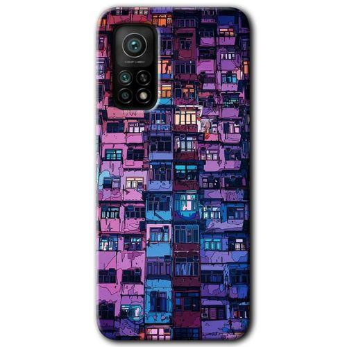 Xiaomi Mi 10T Kılıf Kapak - Şehir Görünümü +Hayalet Ekran Yandan Gözükmez