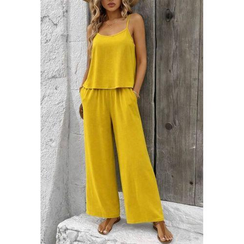 Kadın Ip Askılı Yuvarlak Yakalı Aerobin Kısa Bluz Ve Pantolon Ikili Takım