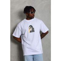 Erkek Baskılı T-Shirt Kısa Kol Bisiklet Yaka Regular Fit Rahat Kalıp Günlük Tişört - Beyaz