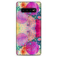 Samsung Galaxy S10 Plus Kılıf Pastel Renkler (47) Crystal Flex Kılıf Fuşya Sarı
