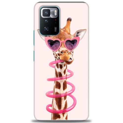 Xiaomi Poco X3 GT Kılıf HD Baskılı Kılıf - Pipetli Zürafa + Tam Ekran Koruyucu